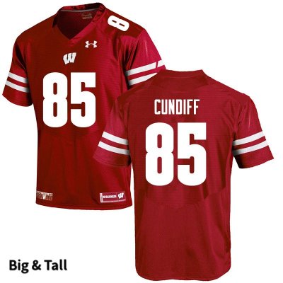 Men's Wisconsin Badgers NCAA #85 Clay Cundiff Red Authentic Under Armour Big & Tall Stitched College Football Jersey RL31K87UX